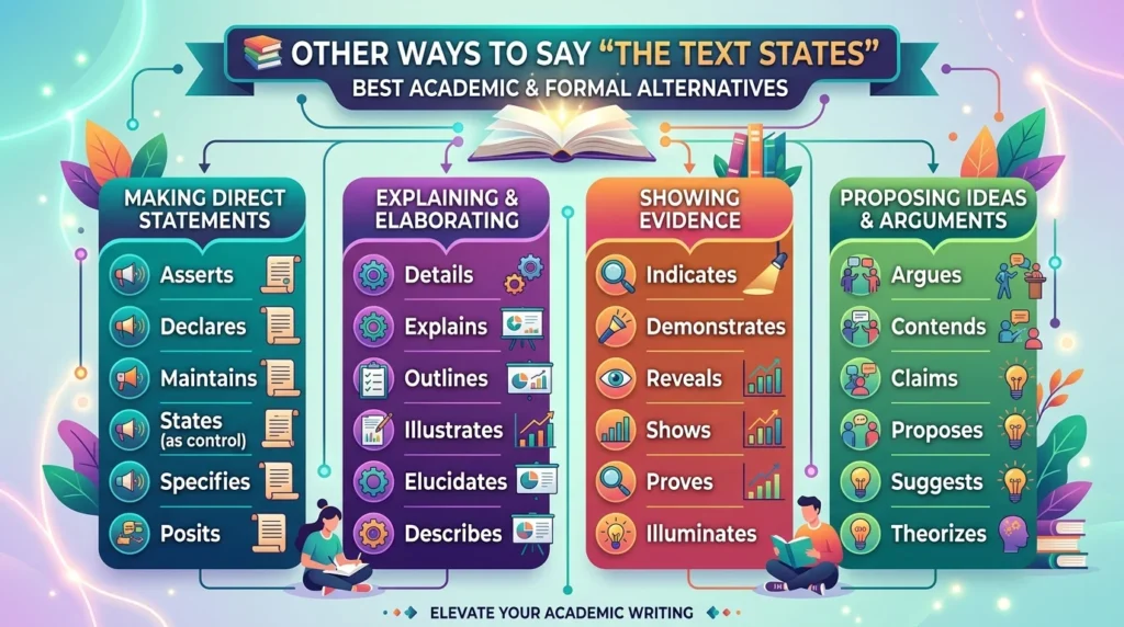 other ways to say the text states