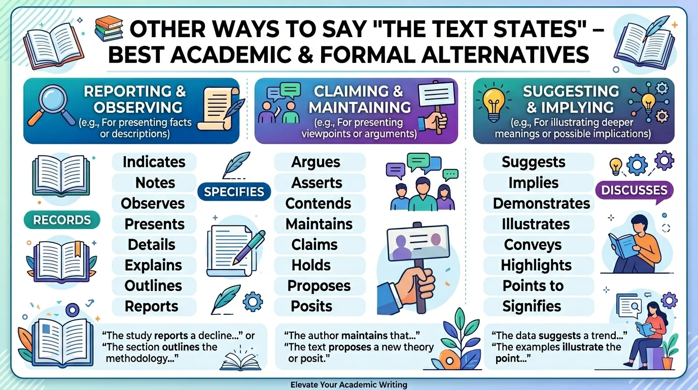 other ways to say the text states